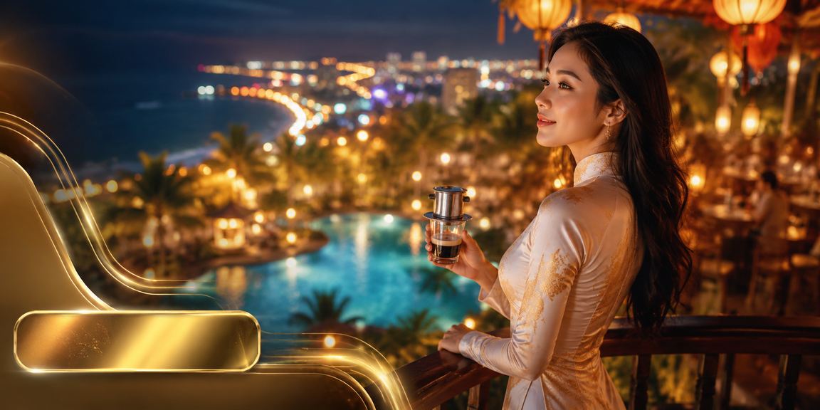 Người phụ nữ mặc áo dài tại Mũi Né trải nghiệm casino trực tuyến qua thiết bị di động